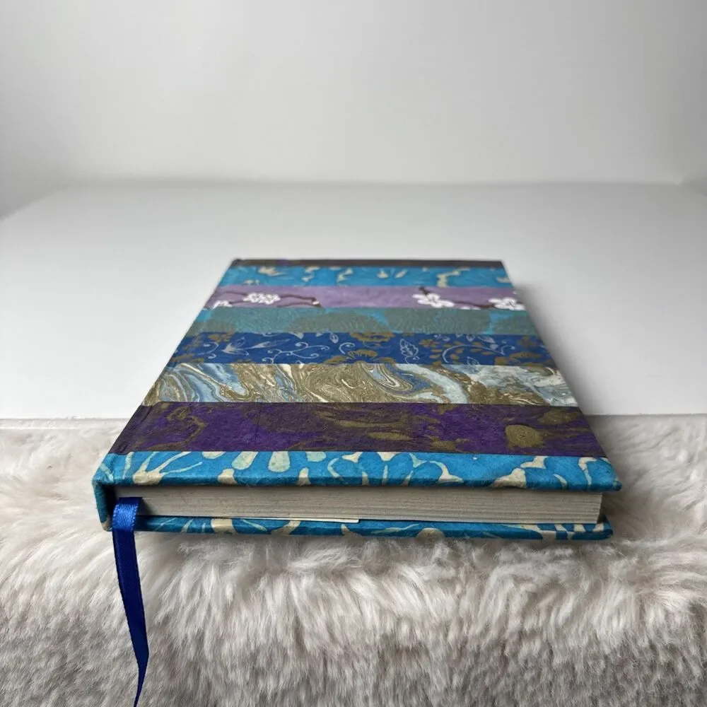 Blue Floral Journal Blank Diary Book Hard Cover Made From Lokta Plant from Nepal